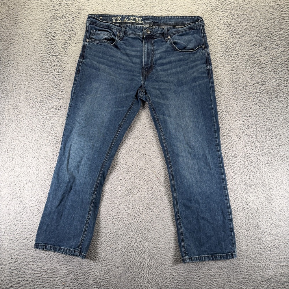 T.K. Axel Jeans Mens 38x30 Blue Cotton‎ Denim Straight Cowboy Stretch Workwear